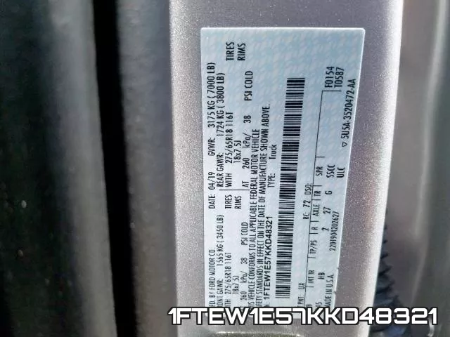 1FTEW1E57KKD48321 фото 2
