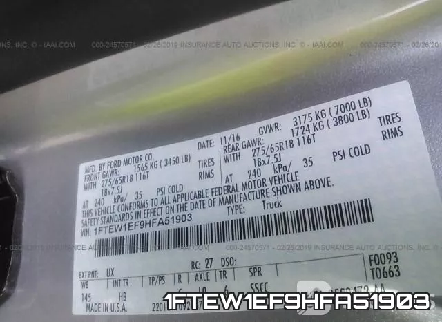1FTEW1EF9HFA51903 фото 10