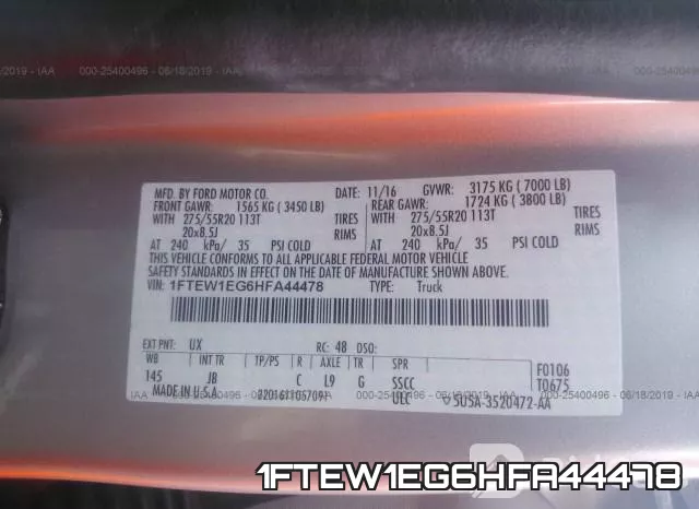 1FTEW1EG6HFA44478 фото 10