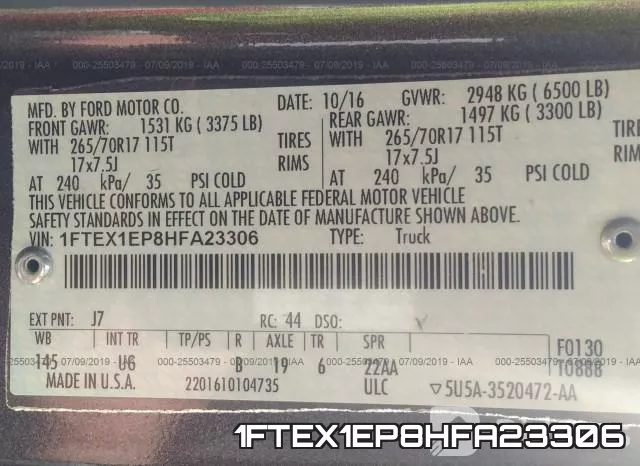 1FTEX1EP8HFA23306 фото 10