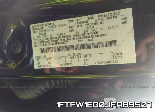 1FTFW1EG0JFA89507 фото 10