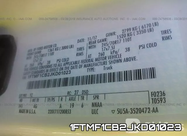 1FTMF1CB2JKD01023 фото 9