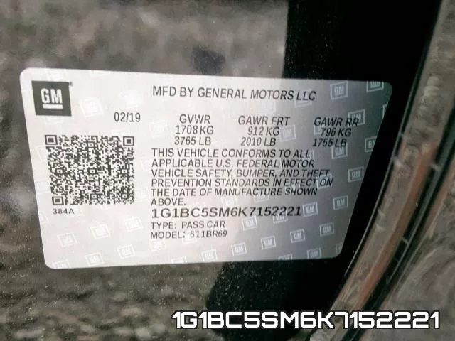 1G1BC5SM6K7152221 фото 2