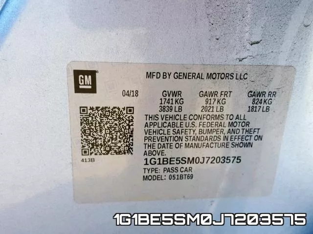 1G1BE5SM0J7203575 фото 2