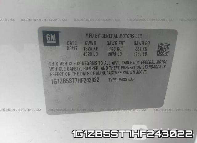 1G1ZB5ST7HF243022 фото 10