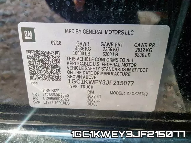 1GC1KWEY3JF215077 фото 2