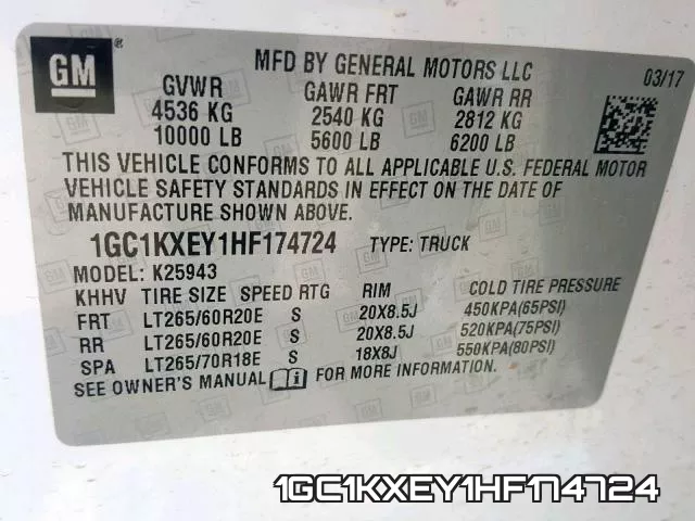 1GC1KXEY1HF174724 фото 2