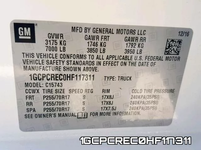 1GCPCREC0HF117311 фото 2