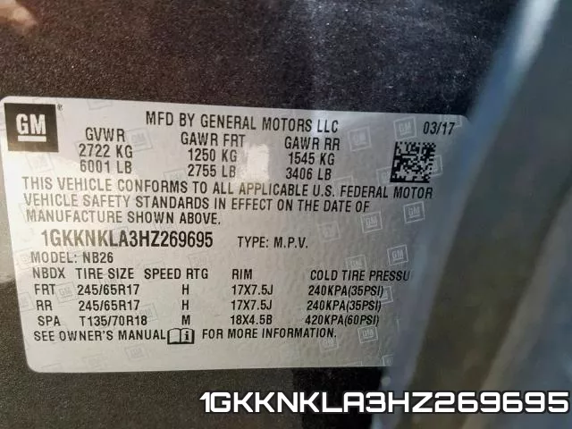 1GKKNKLA3HZ269695 фото 2