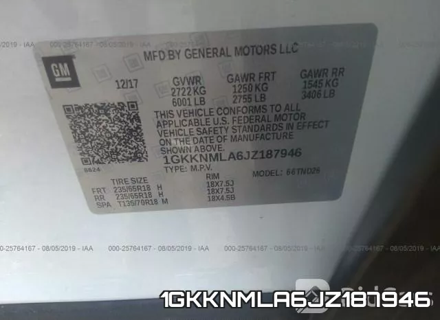 1GKKNMLA6JZ187946 фото 10