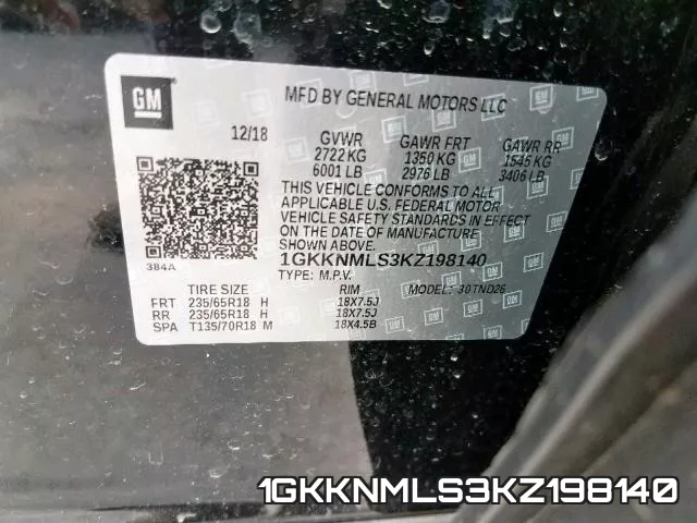 1GKKNMLS3KZ198140 фото 2