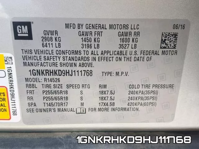 1GNKRHKD9HJ111768 фото 2
