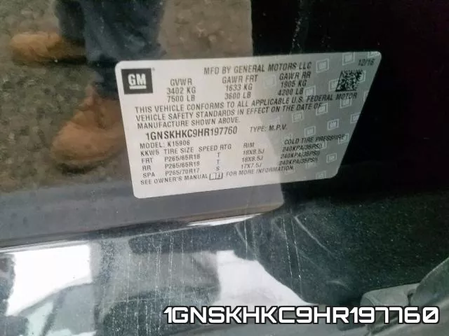 1GNSKHKC9HR197760 фото 2