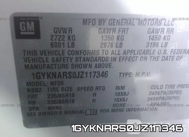 1GYKNARS0JZ117346 фото 10
