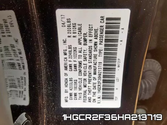 1HGCR2F36HA213719 фото 2