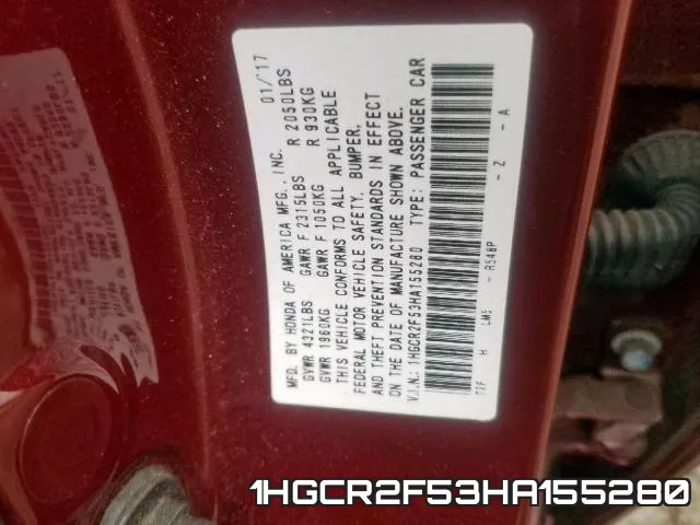 1HGCR2F53HA155280 фото 2