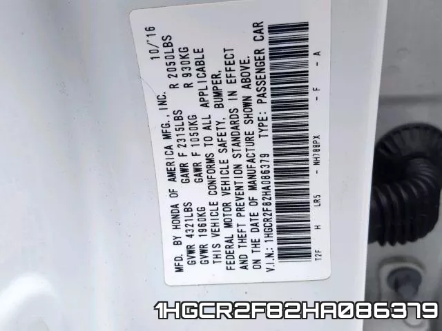 1HGCR2F82HA086379 фото 2