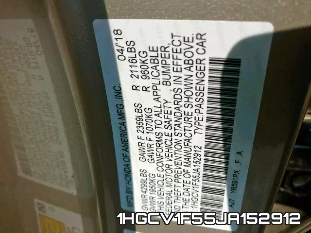 1HGCV1F55JA152912 фото 2