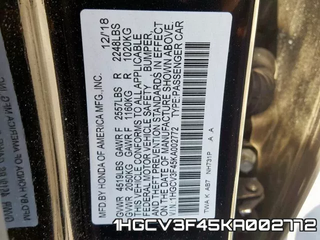 1HGCV3F45KA002772 фото 2