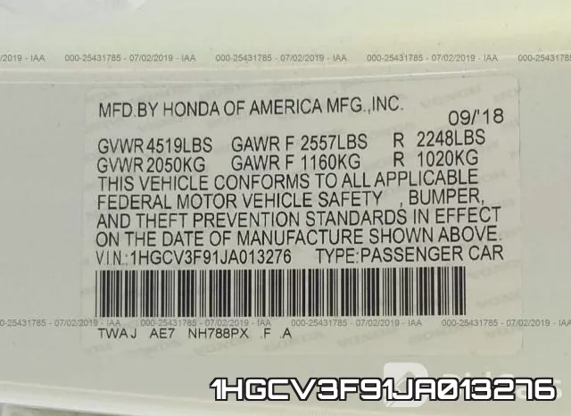 1HGCV3F91JA013276 фото 10