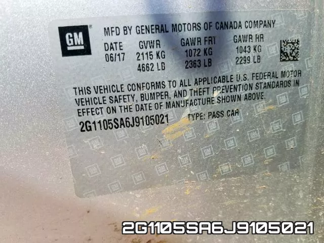 2G1105SA6J9105021 фото 2