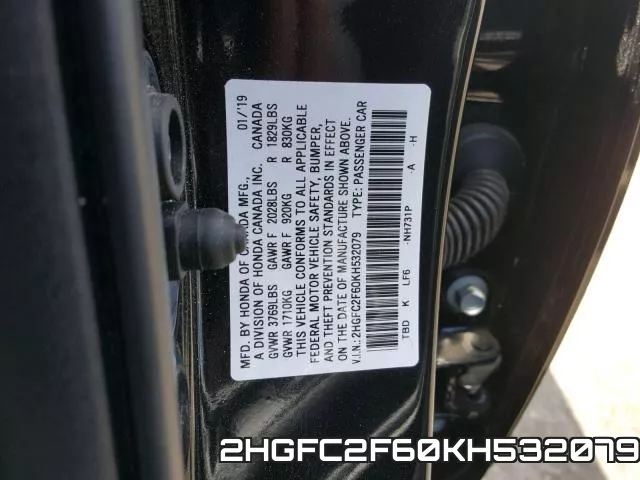 2HGFC2F60KH532079 фото 2