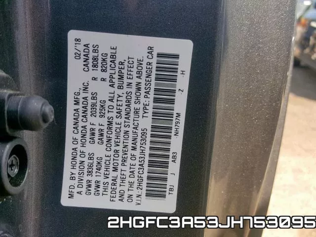 2HGFC3A53JH753095 фото 2
