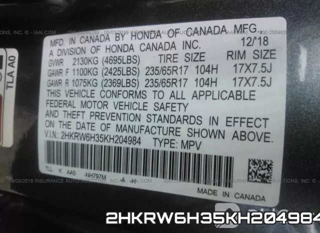2HKRW6H35KH204984 фото 10