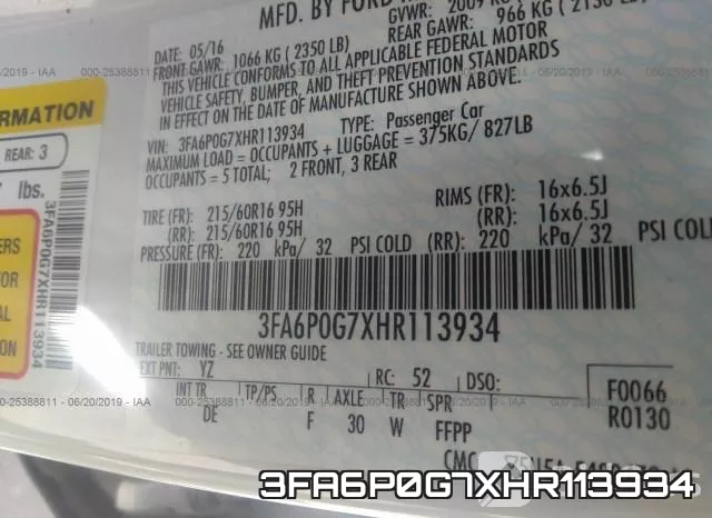 3FA6P0G7XHR113934 фото 10