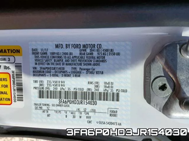 3FA6P0HD3JR154030 фото 2