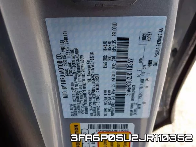3FA6P0SU2JR110352 фото 2
