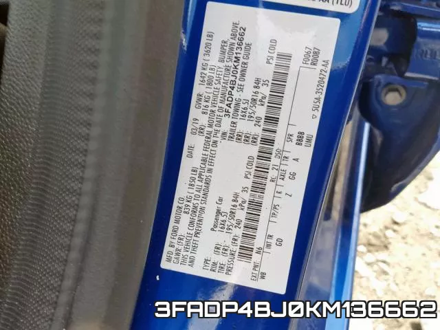 3FADP4BJ0KM136662 фото 2
