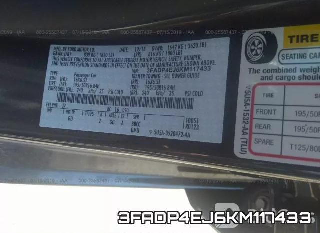 3FADP4EJ6KM117433 фото 10