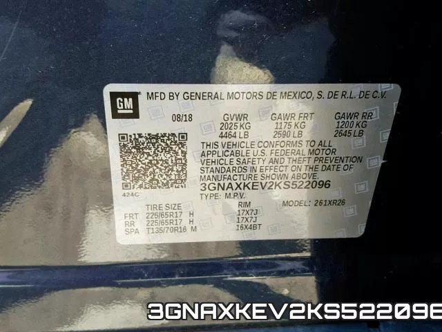3GNAXKEV2KS522096 фото 2