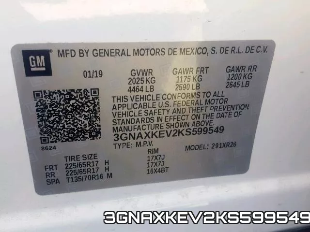 3GNAXKEV2KS599549 фото 2