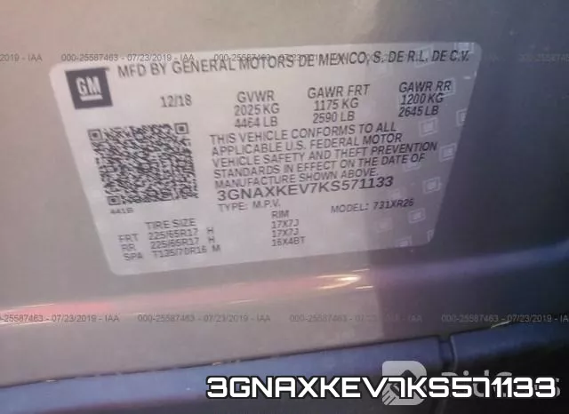 3GNAXKEV7KS571133 фото 10
