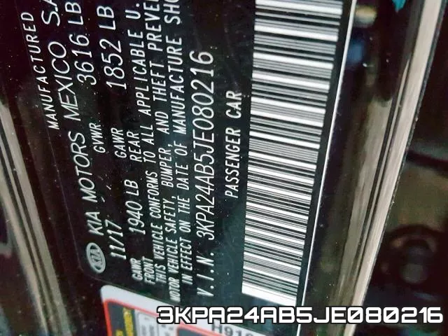 3KPA24AB5JE080216 фото 2