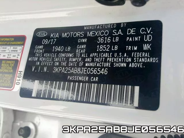 3KPA25AB8JE056546 фото 2