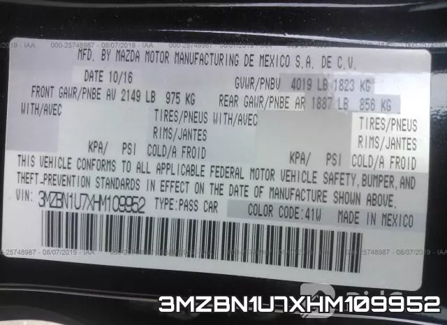 3MZBN1U7XHM109952 фото 10