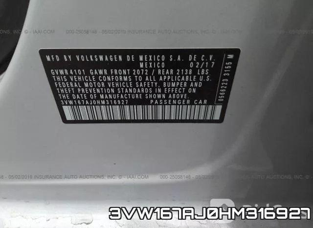 3VW167AJ0HM316927 фото 10