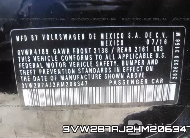 3VW2B7AJ2HM206347 фото 10