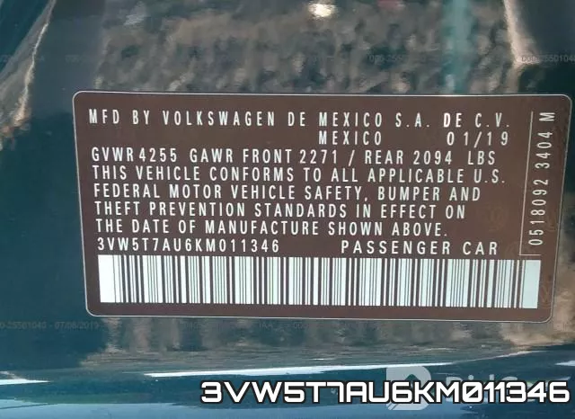 3VW5T7AU6KM011346 фото 10