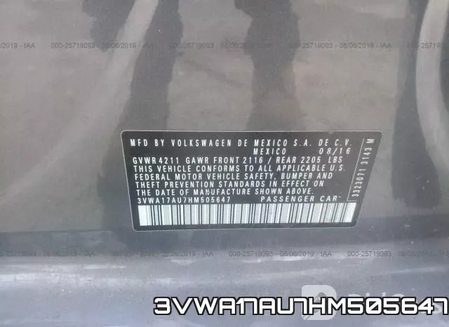 3VWA17AU7HM505647 фото 10