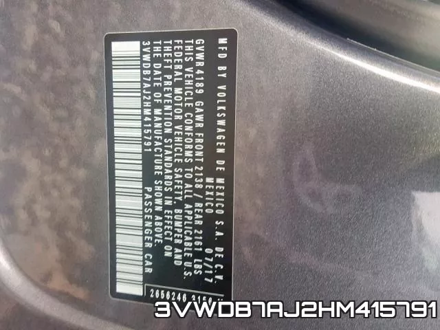 3VWDB7AJ2HM415791 фото 2