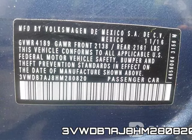 3VWDB7AJ8HM280820 фото 10