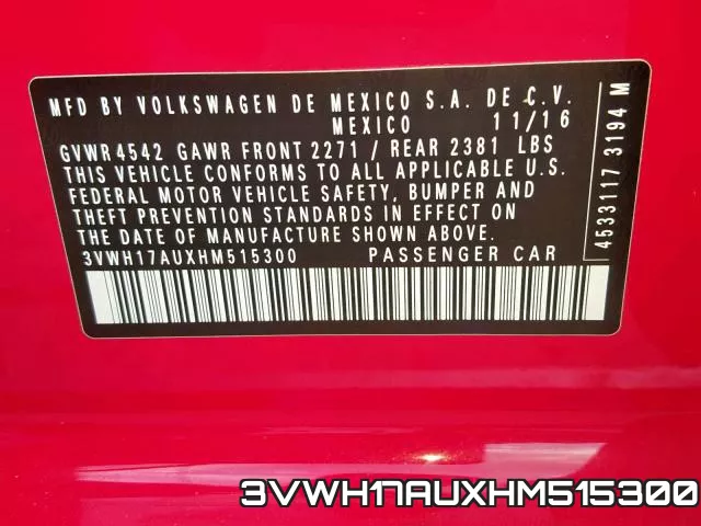 3VWH17AUXHM515300 фото 2