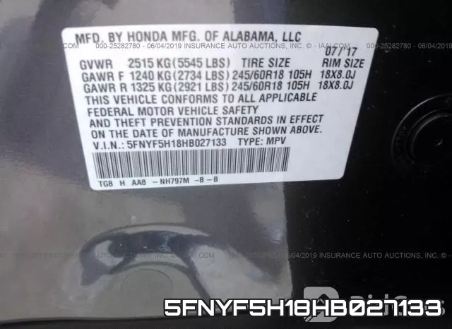 5FNYF5H18HB027133 фото 10