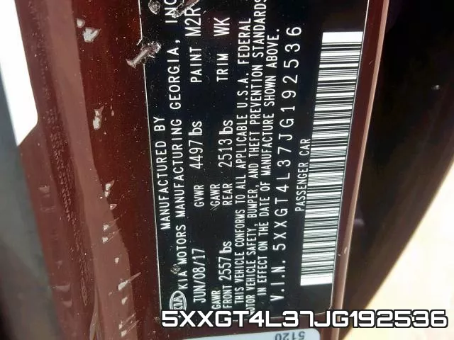 5XXGT4L37JG192536 фото 2