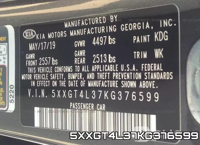 5XXGT4L37KG376599 фото 10
