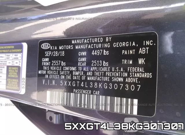 5XXGT4L38KG307307 фото 10